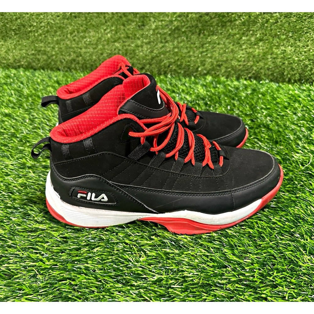 FILA Men's Mid Top Lace-Up Athletic Sneaker Black/Red/White 1BM00875-014
